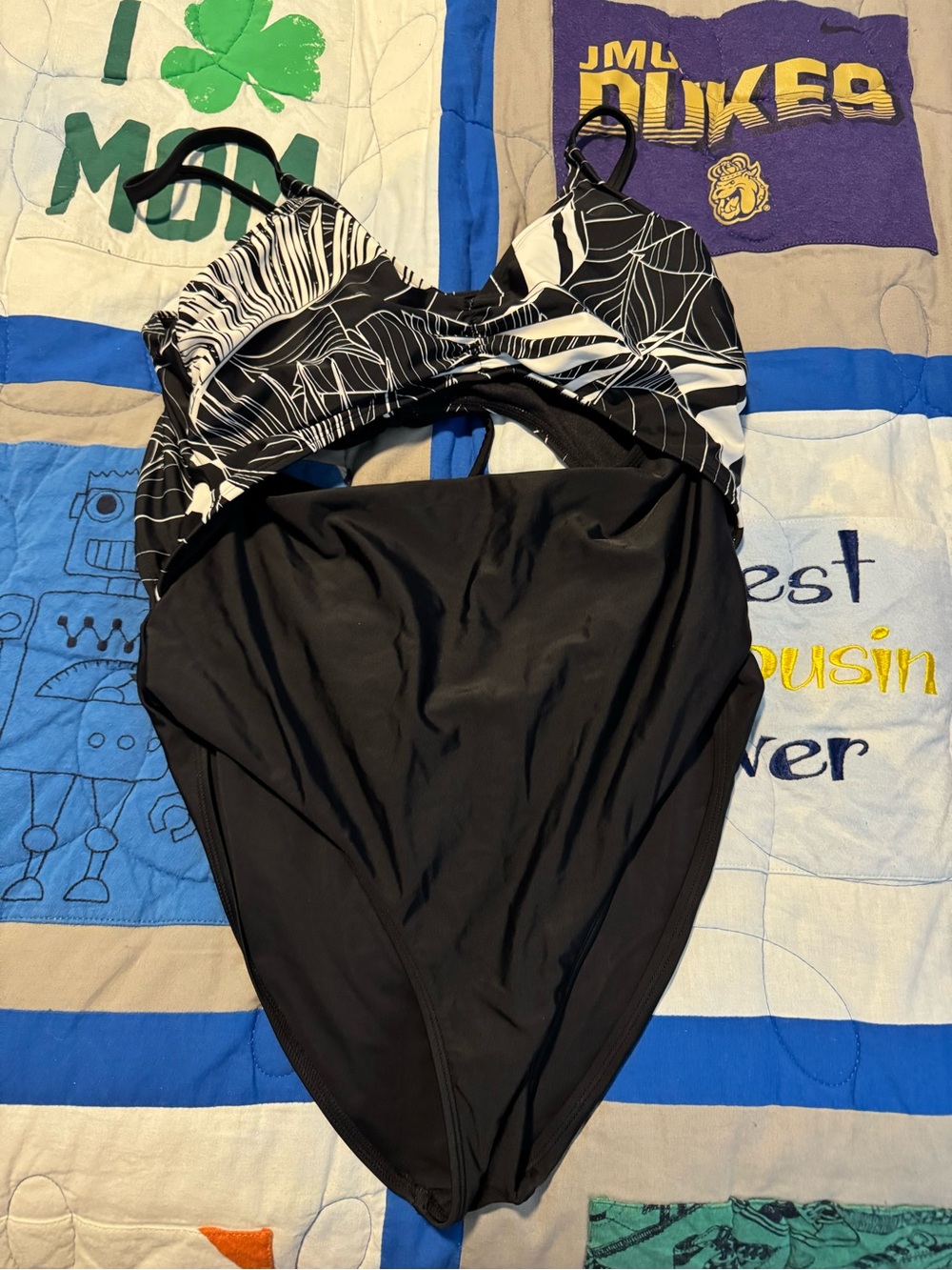 Black Swimsuit with white  Detail
